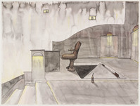 KT 1997 010
<br/>
Theaterinterieur met stoel en valluik
<br/>
<em>Eeden, Carel van (1939)</em>